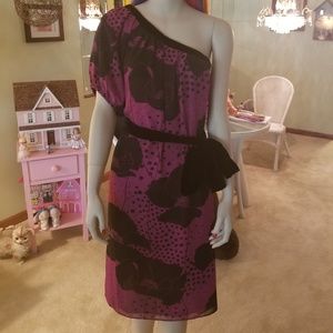 Lux UO velvet chiffon one shoulder floral dress